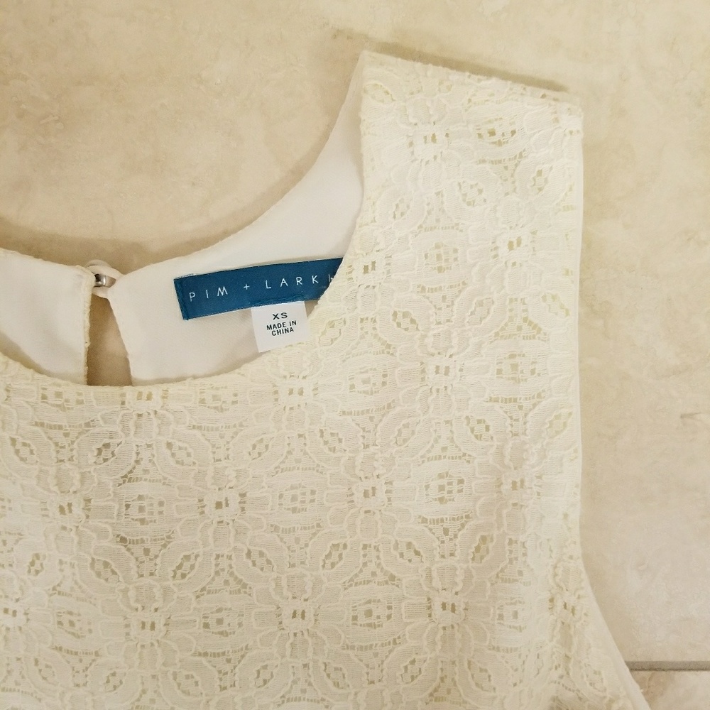 Pim + Larkin Lace & Chiffon Pleated Cream Dress